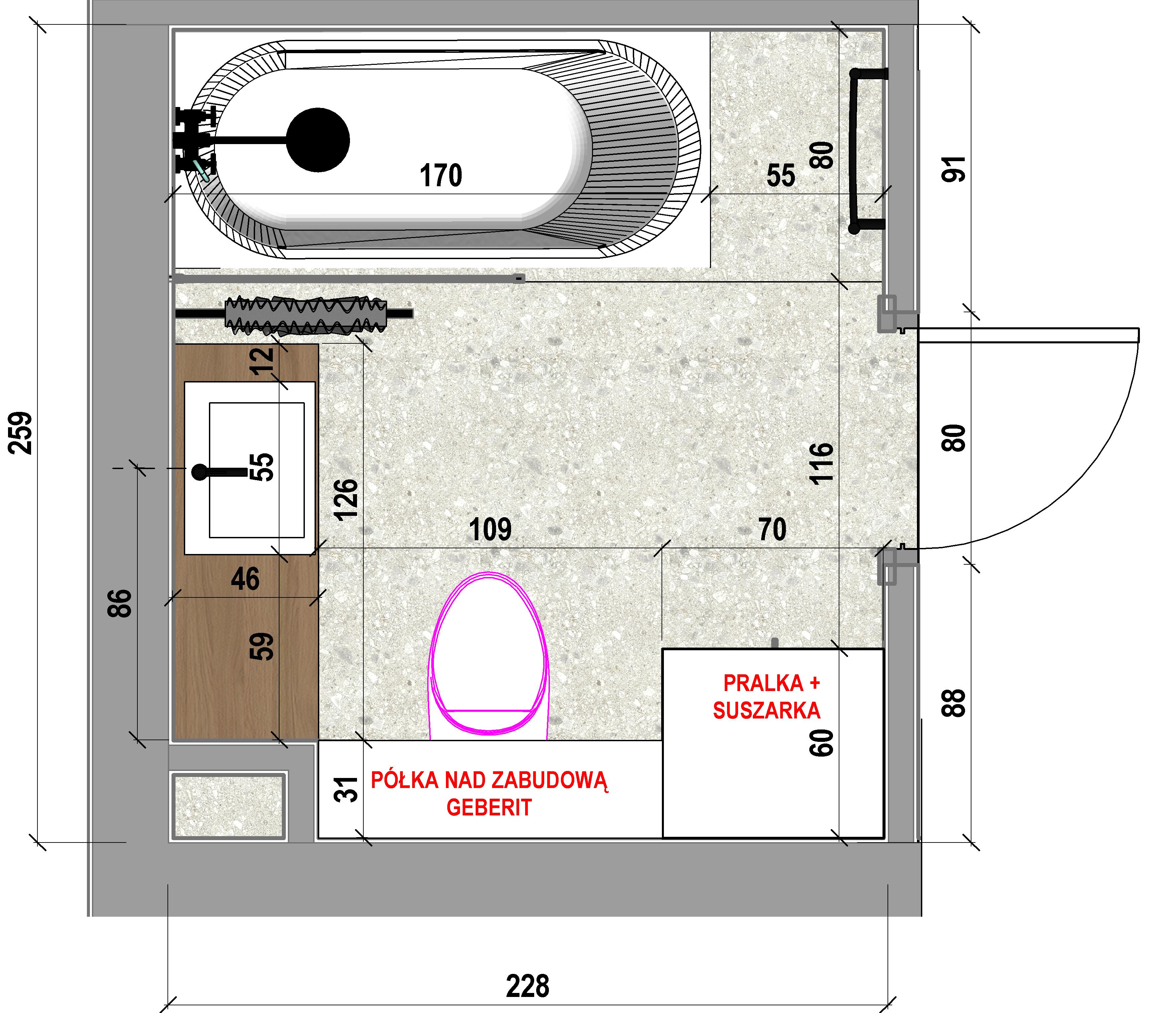 Zdjęcie projektu Łazienka w bud. wielorodzinnym 